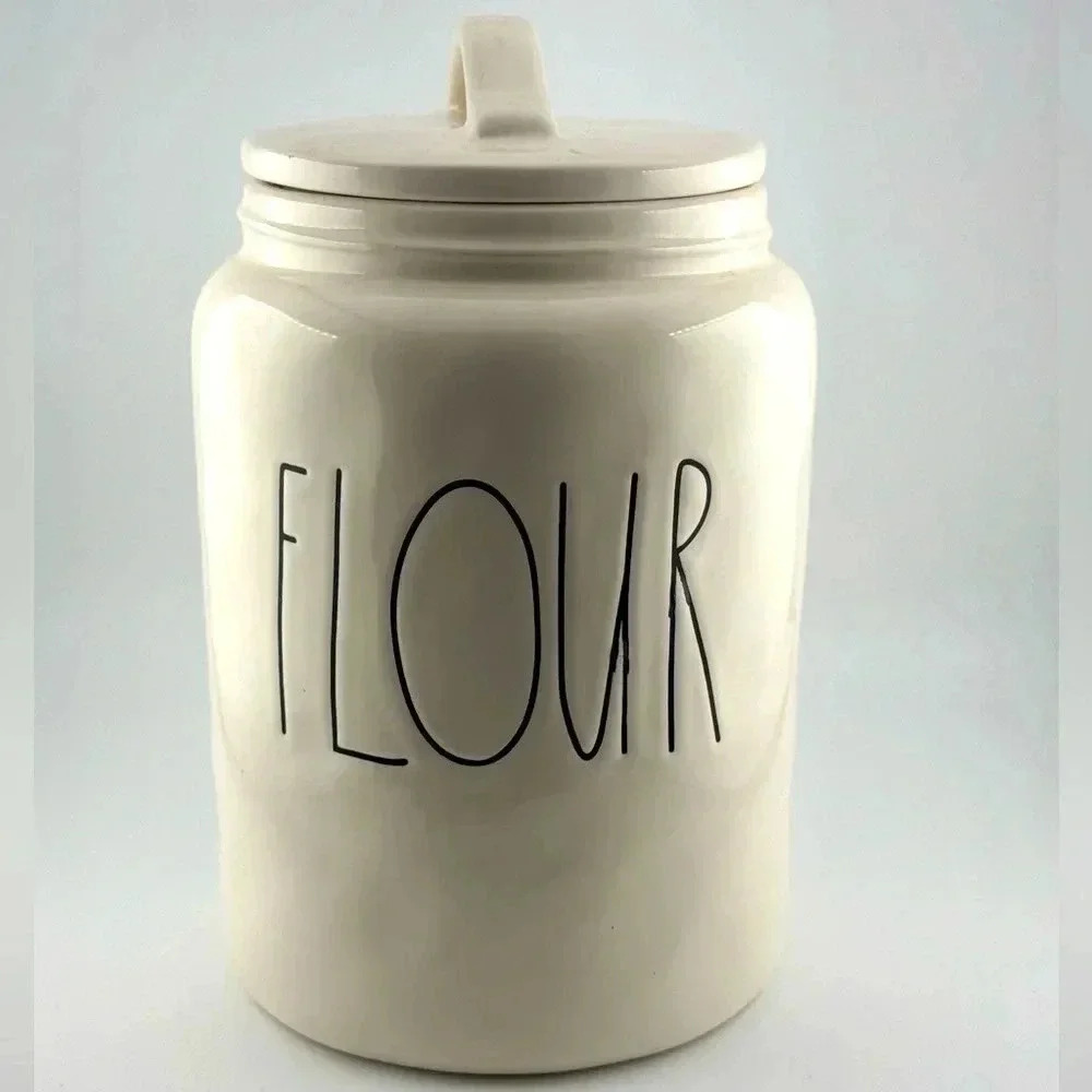 Sale Rae Dunn Ceramic FLOUR canister food storage jar white container